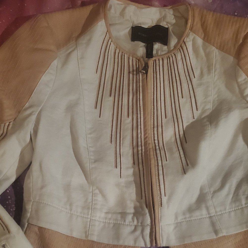 Stylish jean and faux leather jacket
